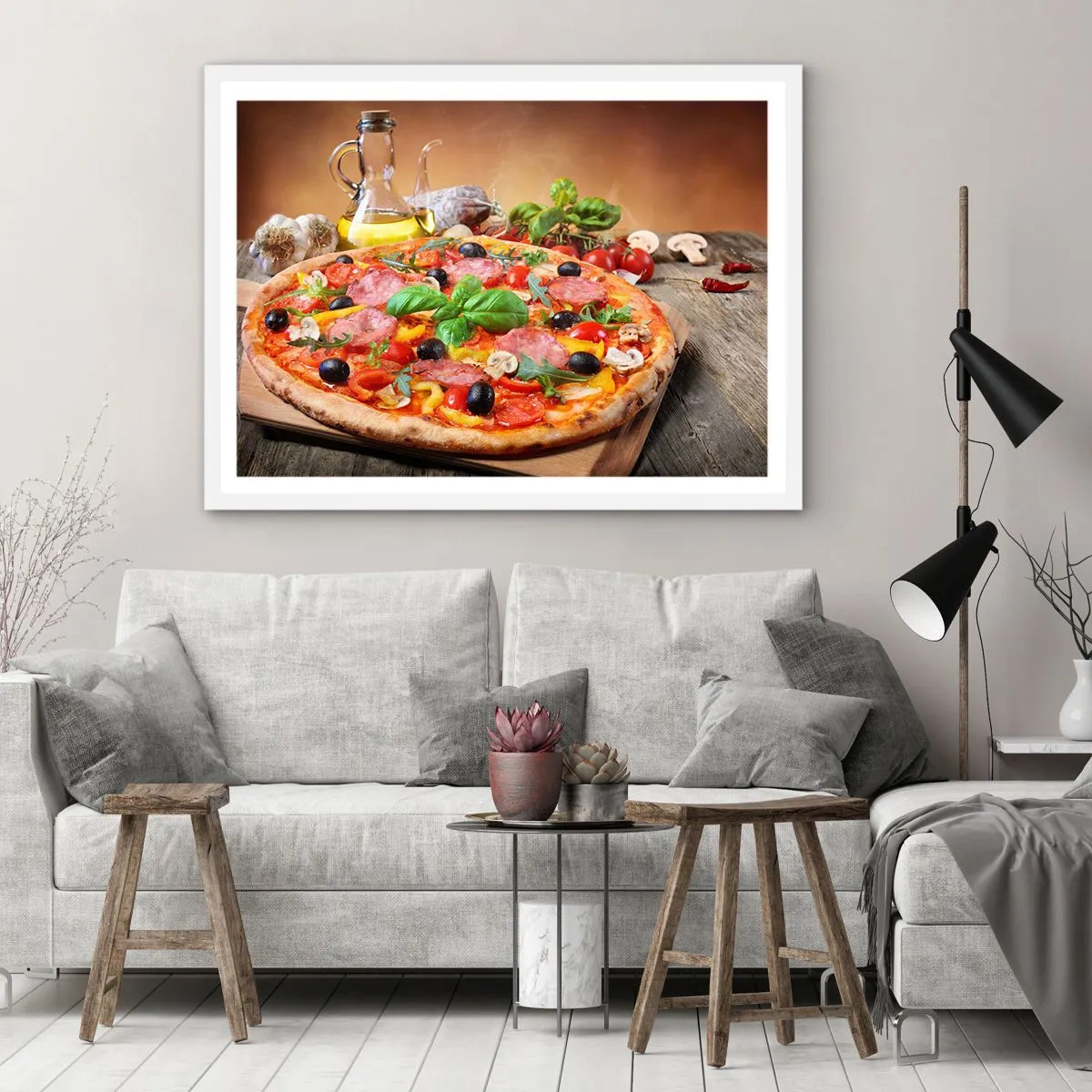 Poster in cornice bianca - Con gusto veramente italiano - 40x30 cm