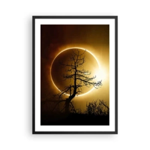 Poster in cornice nera - Un tramonto fenomenale con un albero in primo piano - 50x70cm - Eclissi totale - Decorazione murale moderna per soggiorno e camera da letto ARTTOR