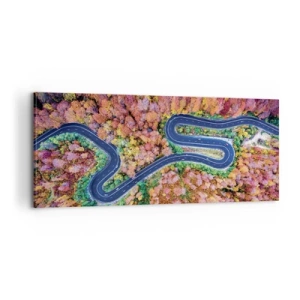 Quadro su tela - Stampe su Tela - Via tortuosa attraverso il bosco - 100x40 cm