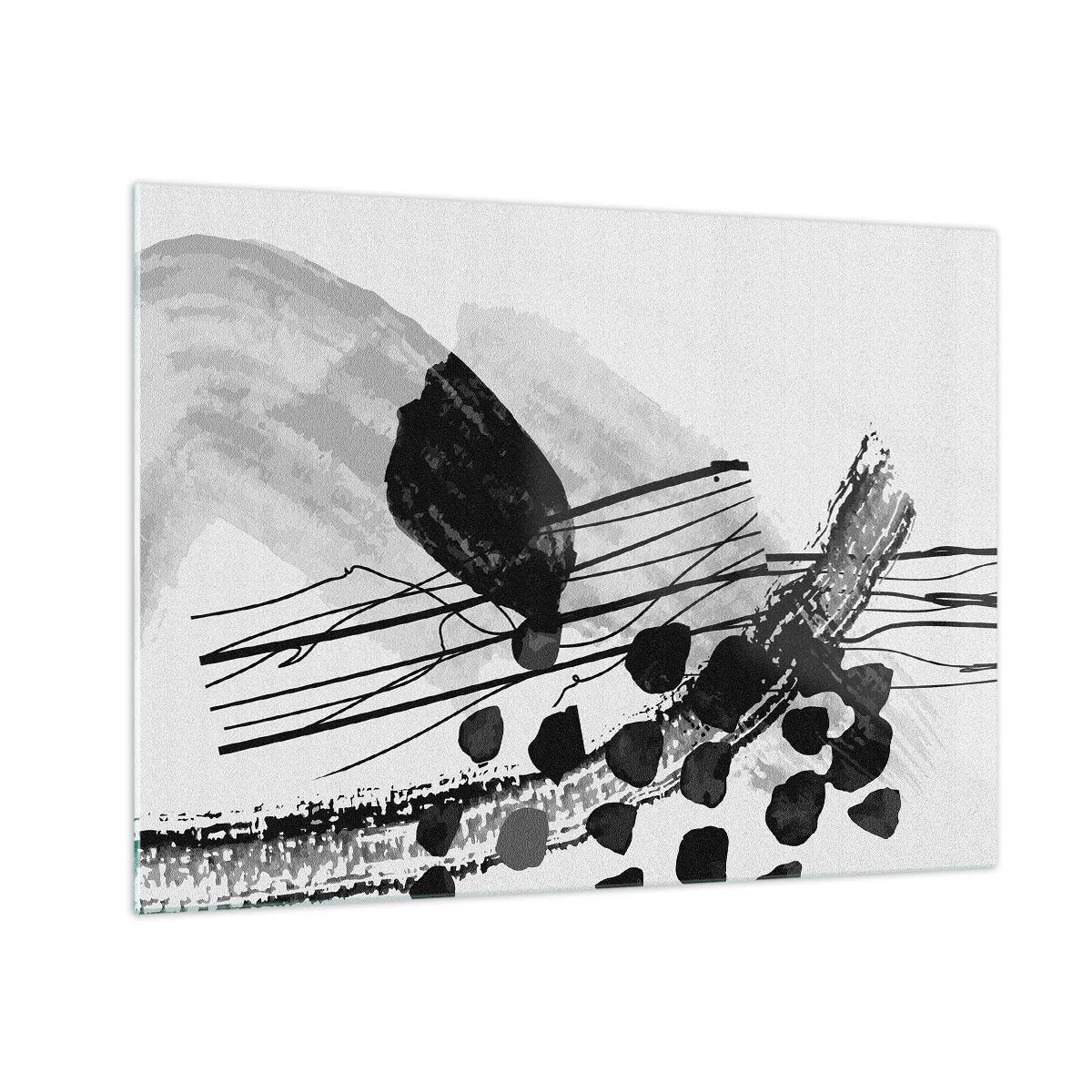 Quadro su vetro - Astrazione organica in bianco e nero - 70x50 cm