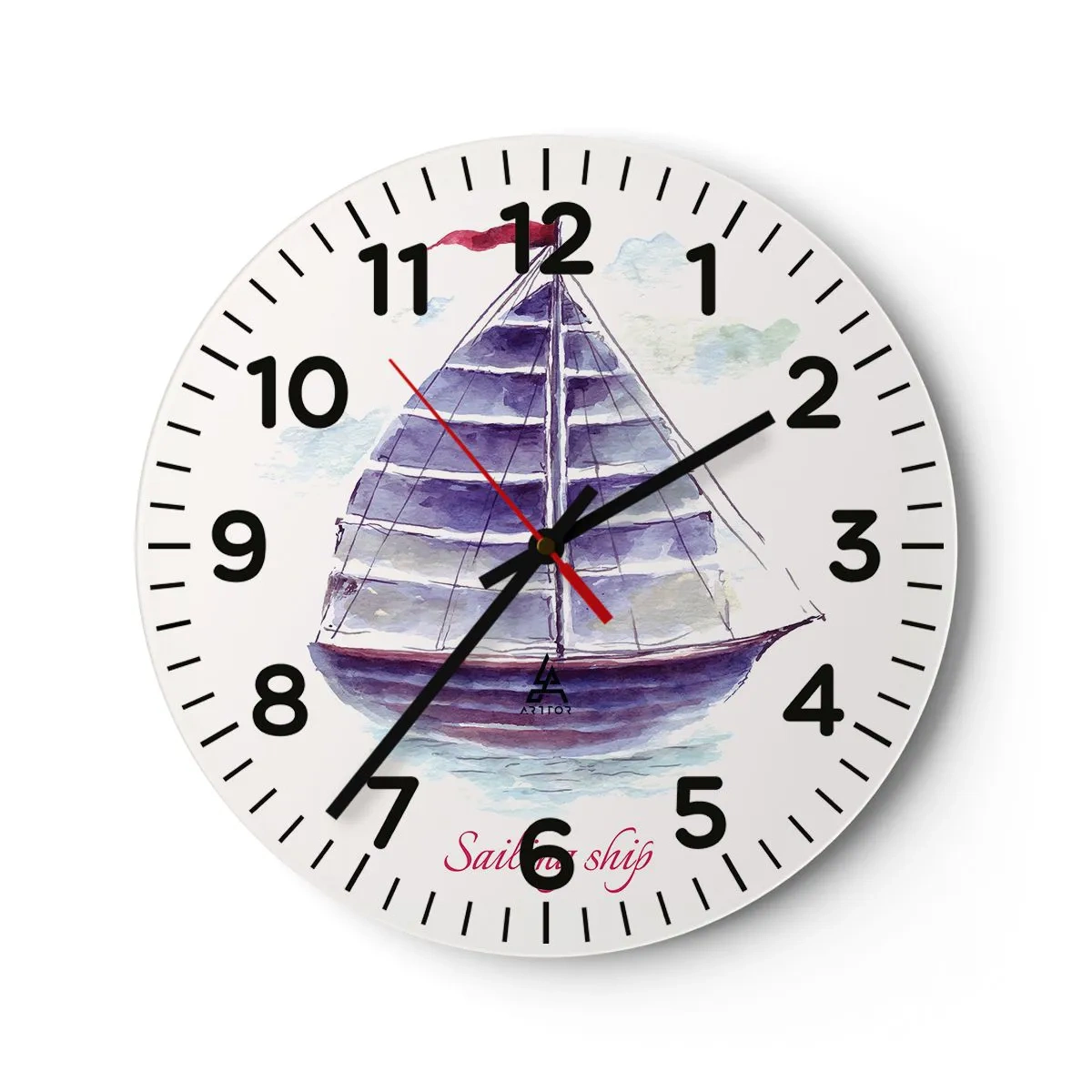 Orologio da parete - Orologio in Vetro - Gonfie vele e mare calmo - 40x40 cm