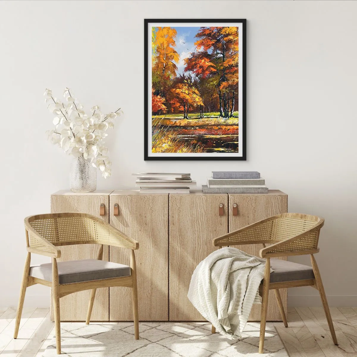 Poster in cornice nera - Paesaggio in oro e marrone - 40x50 cm