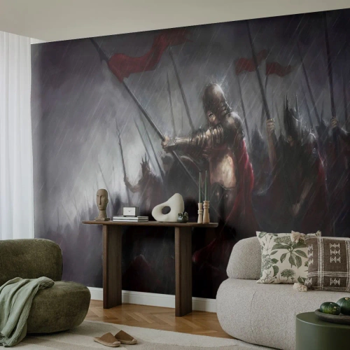 Fotomurali Premium Sand - Passante, dì a Sparta... - Cavaliere in armatura, Esercito, Astrazione - 350x256 cm