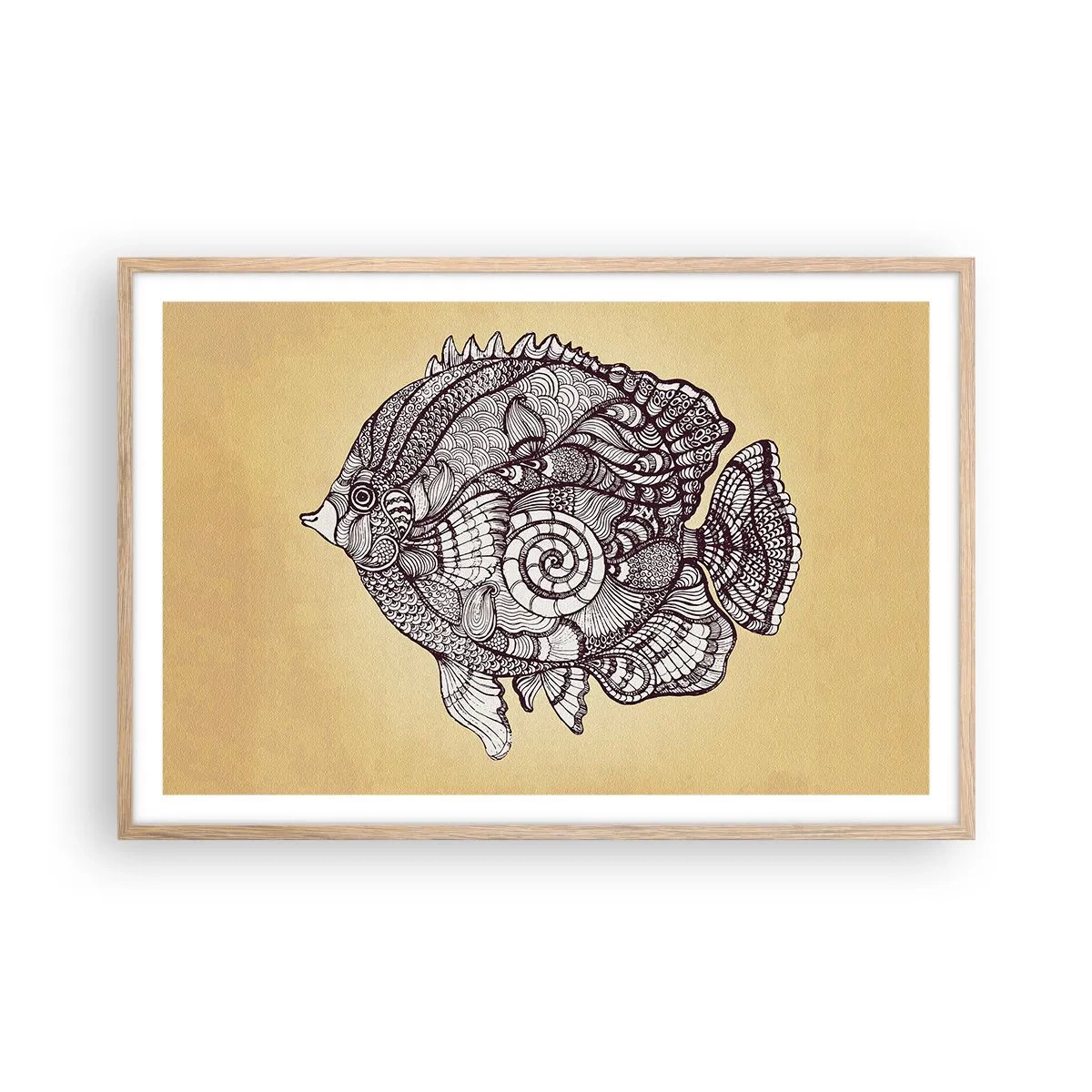 Poster in cornice rovere chiaro - Decorazioni dell'oceano - 91x61 cm