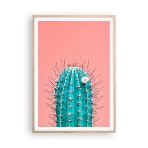 Poster in cornice rovere chiaro - Stai attento - 70x100 cm