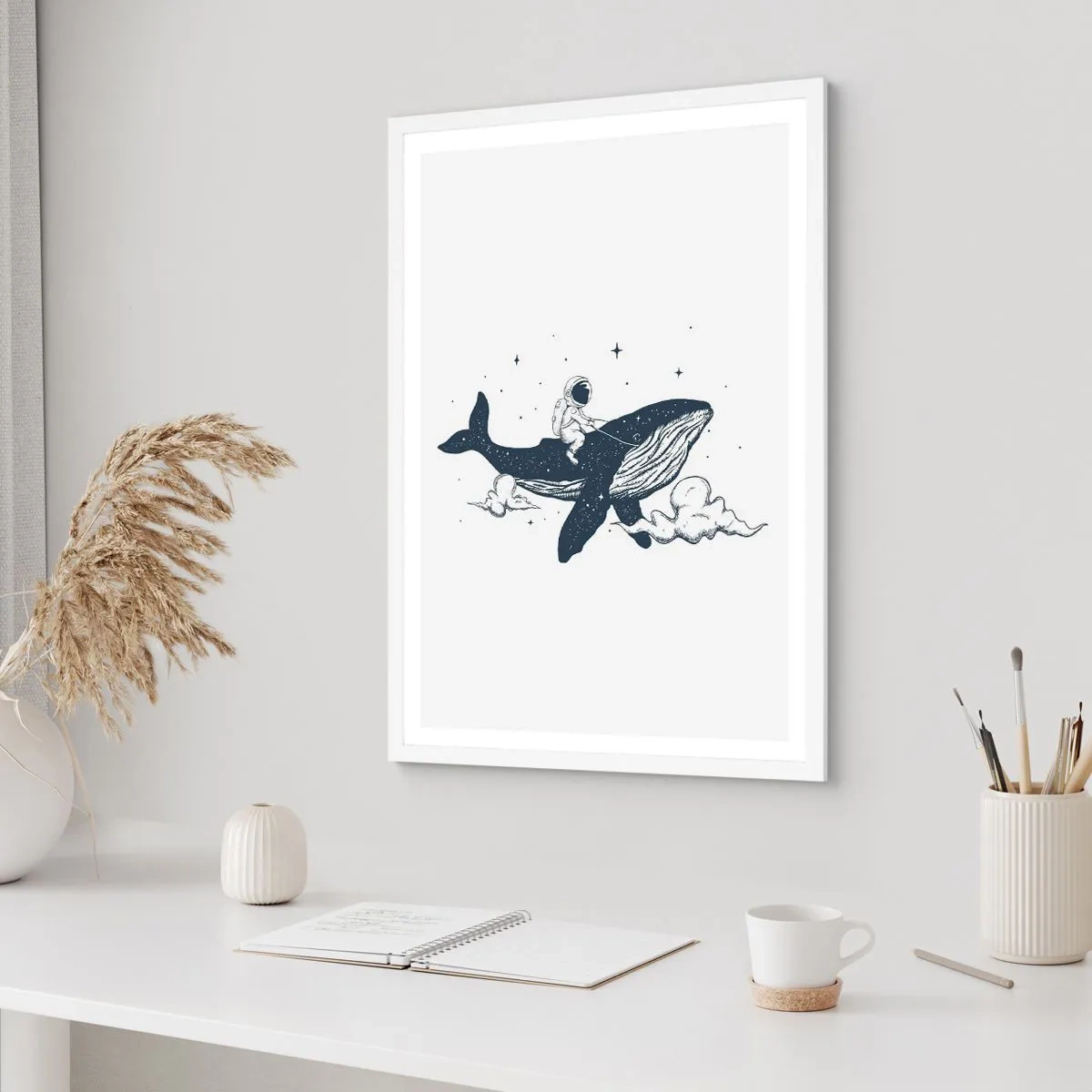 Poster in cornice bianca - Avventura nello spazio - 40x50 cm