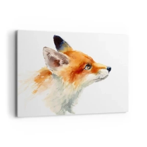 Quadro su tela - Stampe su Tela - Volpe rossa in stile acquerello su sfondo bianco - 120x80cm - La prudenza non è mai troppa - Decorazione murale moderna per soggiorno e camera da letto ARTTOR