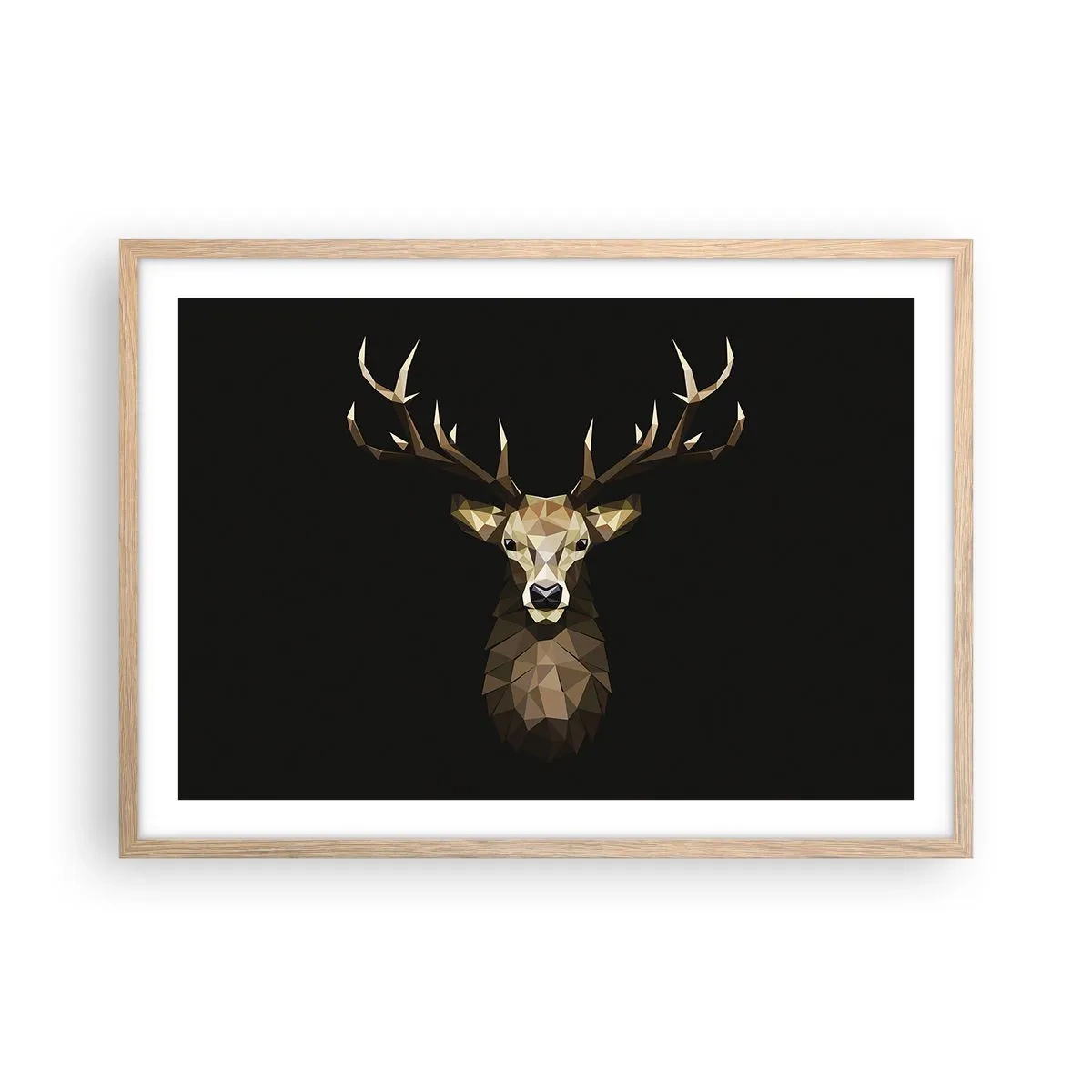 Poster in cornice rovere chiaro - Cervo cubista - 70x50 cm