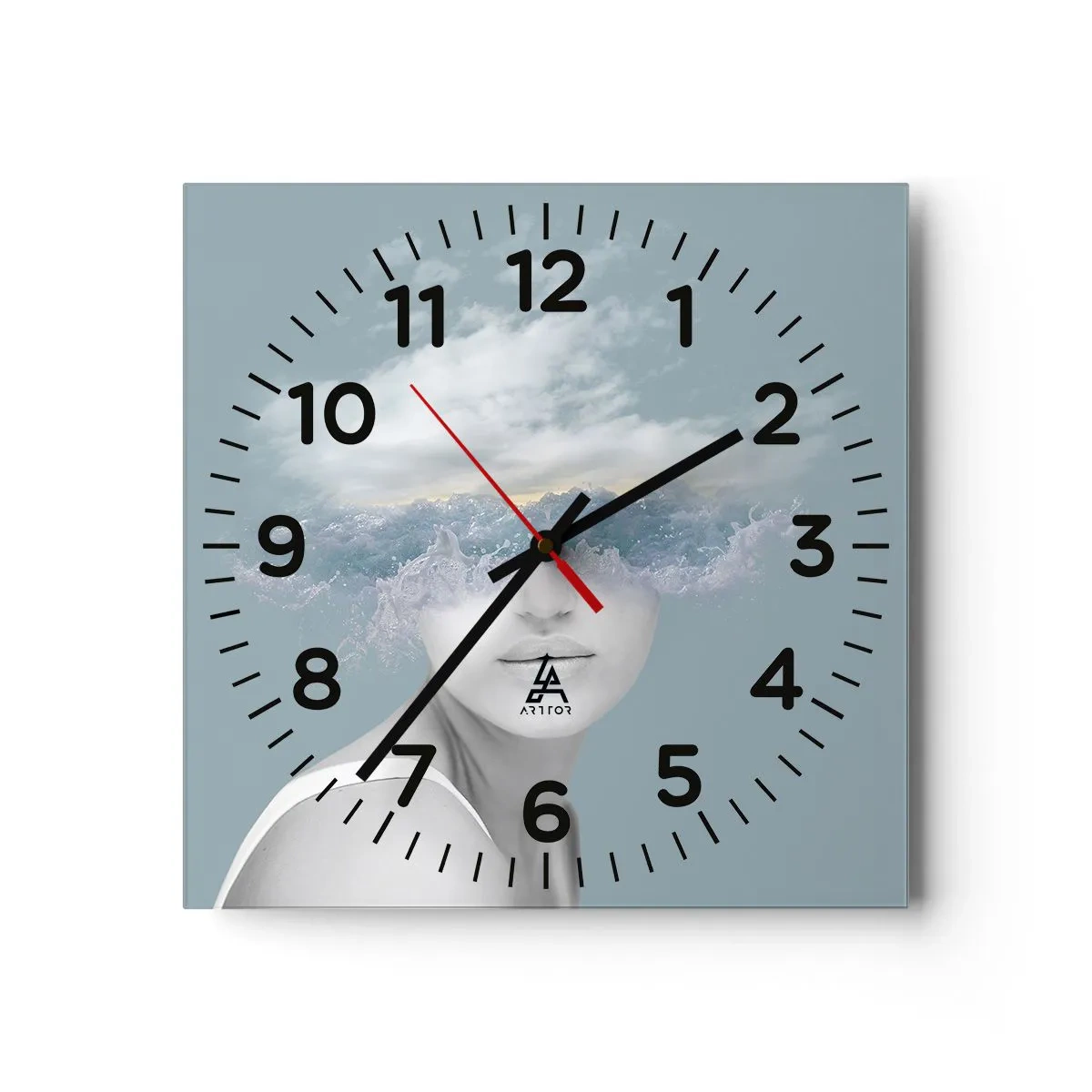 Orologio da parete - Orologio in Vetro - Con la testa tra le nuvole - 40x40 cm