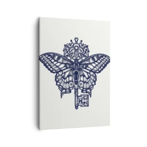 Quadro su tela - Stampe su Tela - Elegante grafica a farfalla e chiave in stile minimalista - 50x70cm - Tutti i segreti del cuore - Decorazione murale moderna per soggiorno e camera da letto ARTTOR