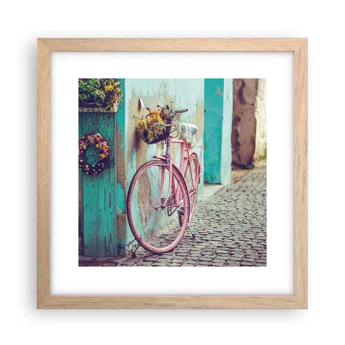 Poster in cornice rovere chiaro - Torno subito - 30x30 cm