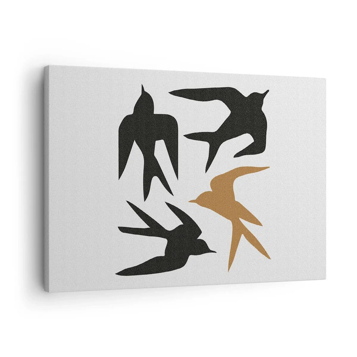 Quadro su tela - Stampe su Tela - Silhouette di rondini in nero e oro - 70x50cm - Giochi di rondini - Decorazione murale moderna per soggiorno e camera da letto ARTTOR