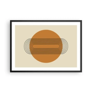 Poster in cornice nera - Motivo geometrico con cerchi e linee arancioni - 70x50cm - Piano perfetto - Decorazione murale moderna per soggiorno e camera da letto ARTTOR