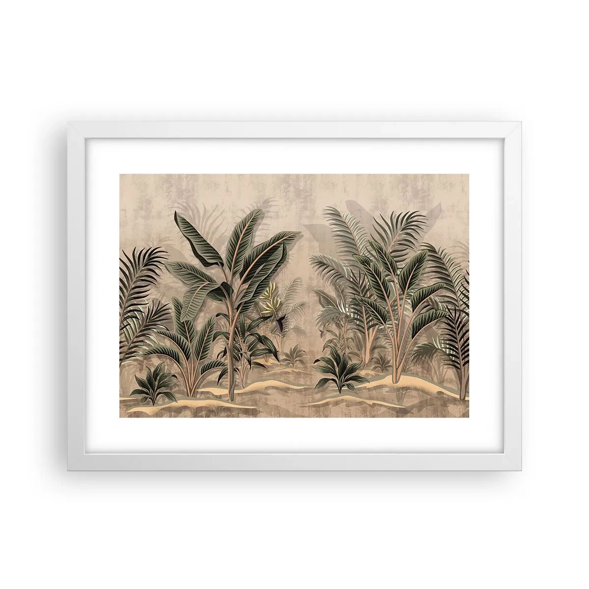 Poster in cornice bianca - Incisione in stile coloniale - 40x30 cm