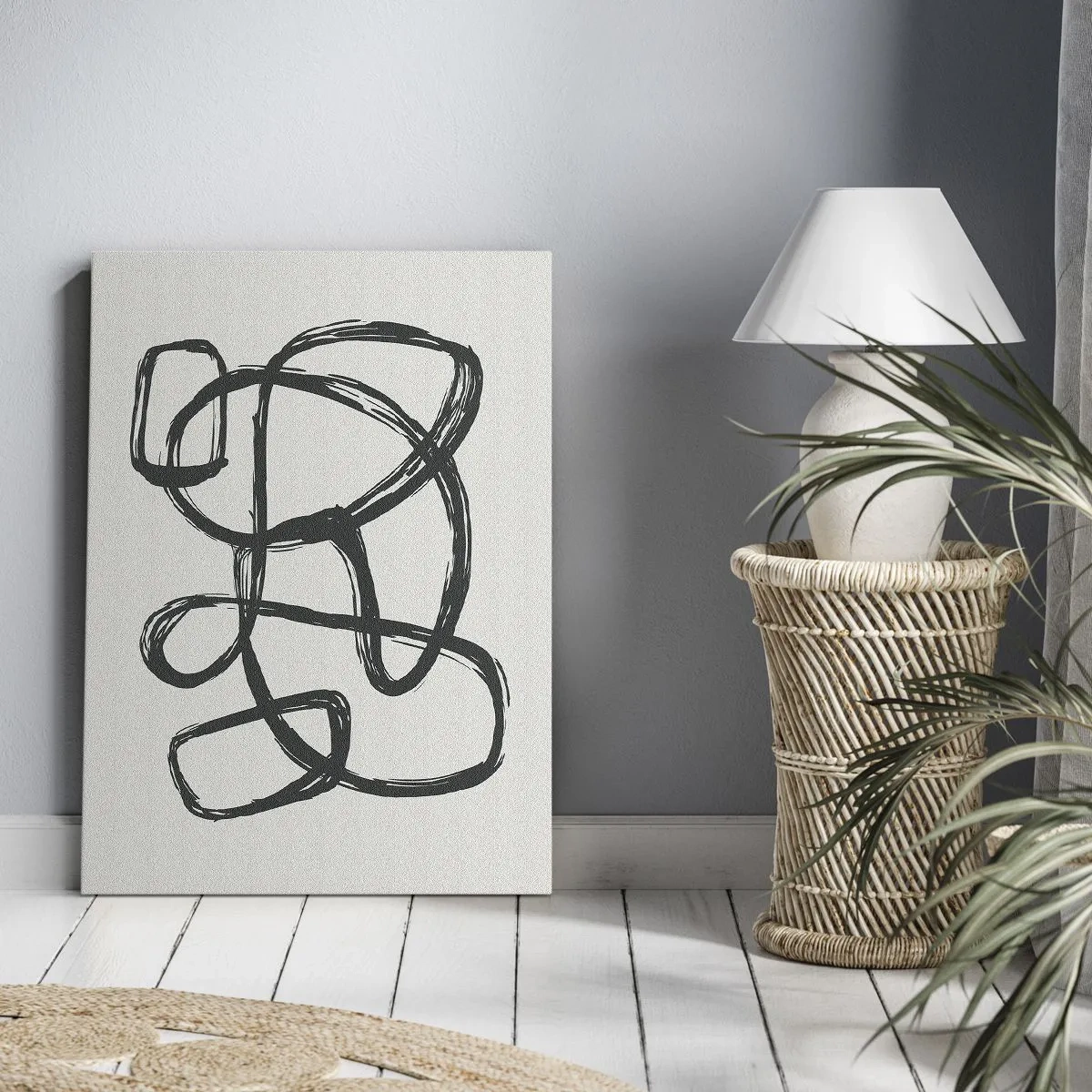 Quadro su tela - Stampe su Tela - Linee astratte che creano forme libere su uno sfondo chiaro - 80x120cm - Astrazione aggrovigliata - Decorazione murale moderna per soggiorno e camera da letto ARTTOR