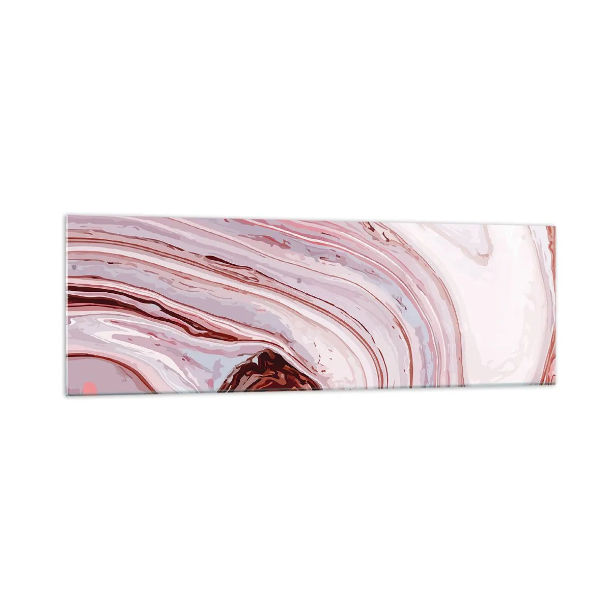 Quadro su vetro - Motivo astratto in rosa e bianco - 160x50cm - Dritto, poi a destra in basso - Decorazione murale moderna per soggiorno e camera da letto ARTTOR