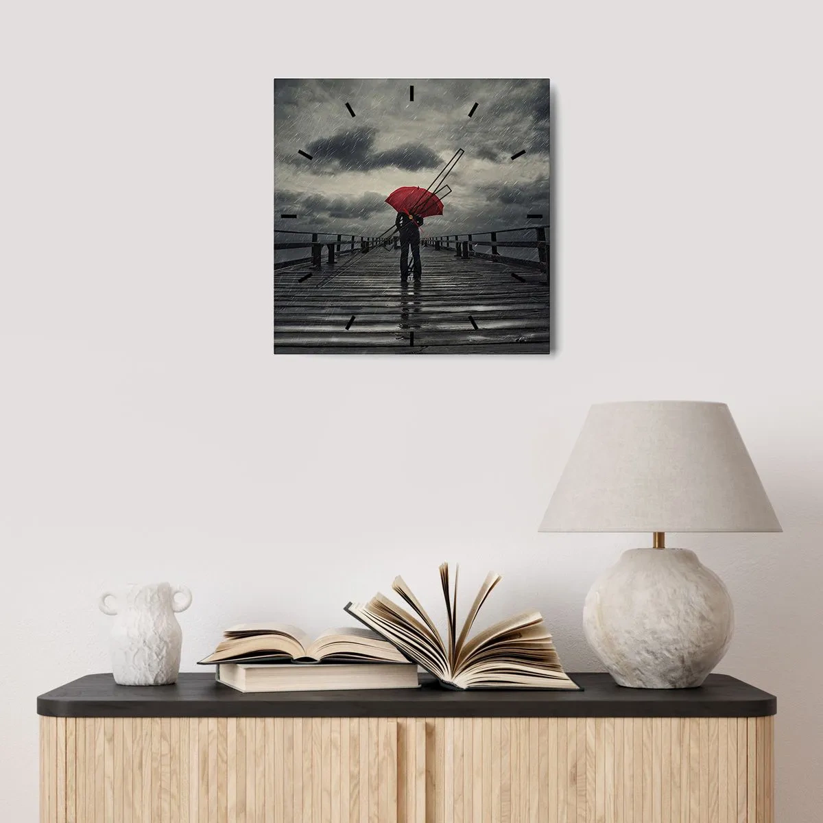 Orologio da parete - Orologio in Vetro - Non importa che piove - 30x30 cm
