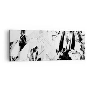 Quadro su tela - Stampe su Tela - Fiori astratti in bianco e nero in stile minimalista - 140x50cm - Autunno in negativo - Decorazione murale moderna per soggiorno e camera da letto ARTTOR