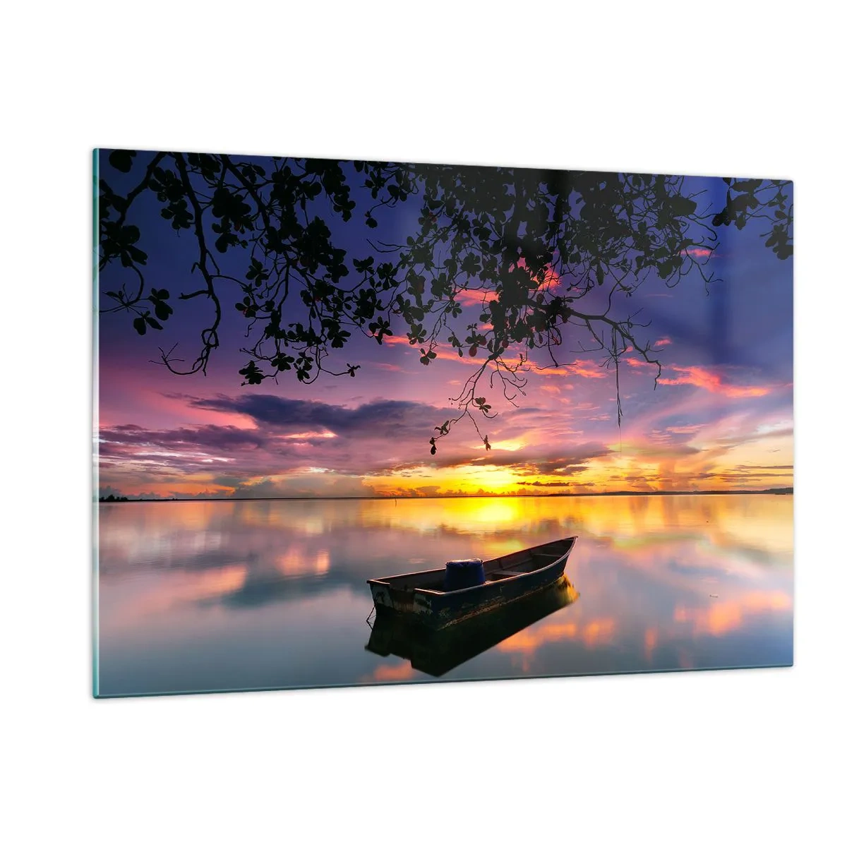 Quadro su vetro - Sembra che tu sia sospeso nel mezzo di un cerchio di cielo... - 120x80cm - Ti sembra di essere sospeso nel cielo... - Decorazione murale moderna per soggiorno e camera da letto ARTTOR