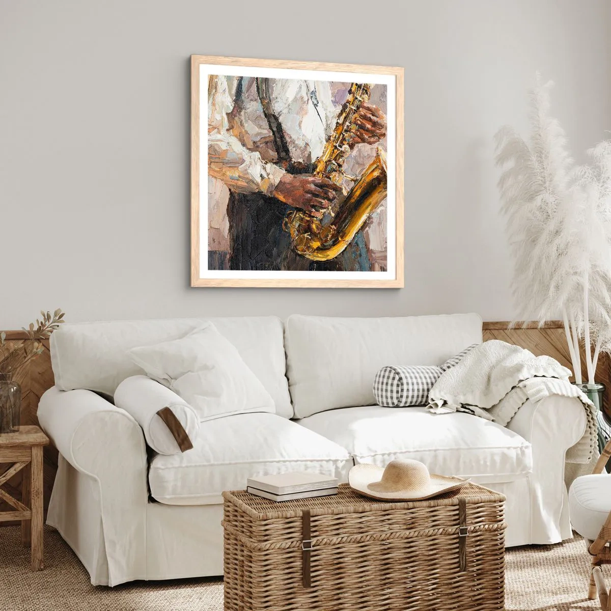 Poster in cornice rovere chiaro - Tempo di assolo - 40x40 cm