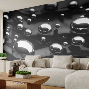 Fotomurali Premium Sand - Toni di nero - Astrazione, Sfere cromate, 3D - 500x350 cm