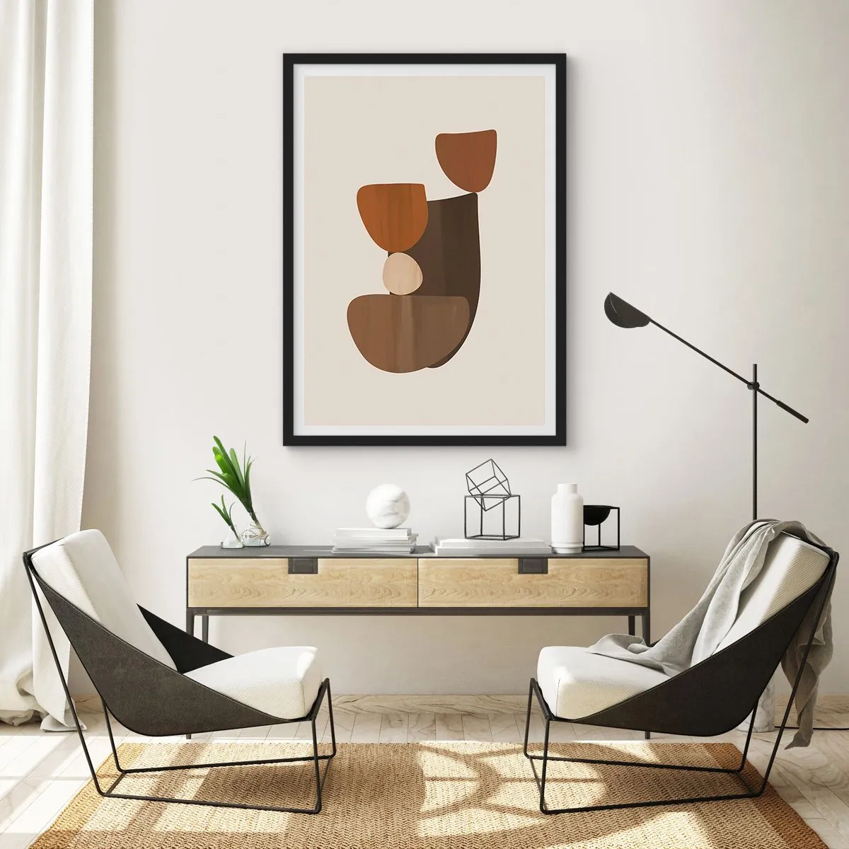 Poster in cornice nera - Composizione in marrone - 40x50 cm