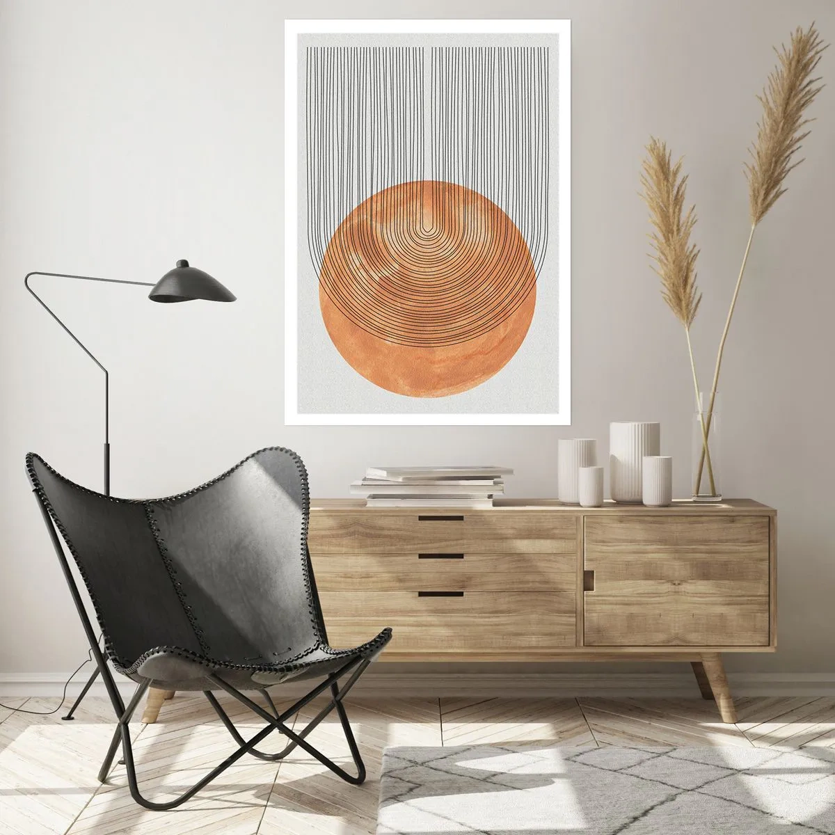 Poster - Astrazione geometrica nei toni della terra - 50x70cm - Composizione solare - Decorazione murale moderna per soggiorno e camera da letto ARTTOR