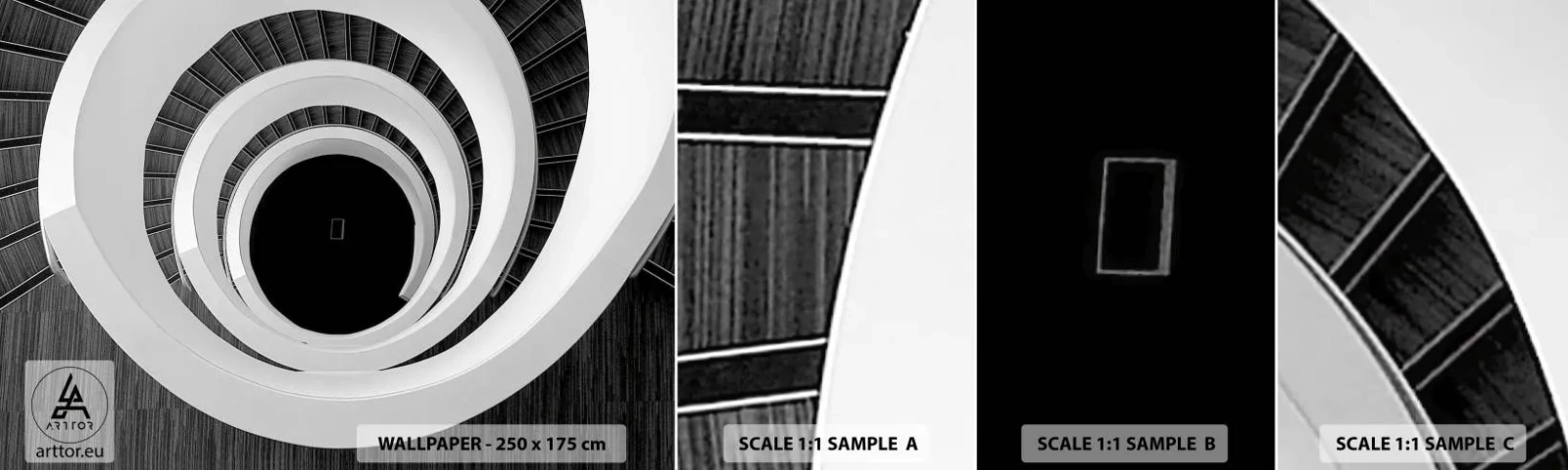 Campione di Fotomurale Adesivo Deluxe Sticker - Verso l'essenza delle cose - Pezzo, Astrazione, Scala a chiocciola - 100x30 cm