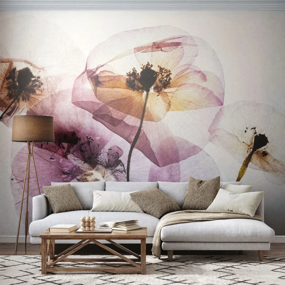 Fotomurali Standard Eco - Fiori trasparenti - Fiori, Giardino, Pezzo - 350x256 cm