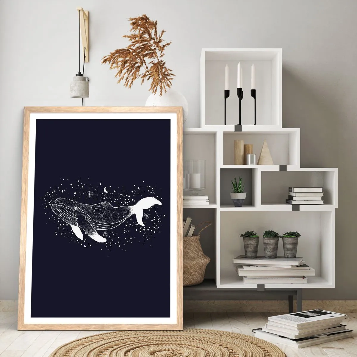 Poster in cornice rovere chiaro - Nell'oceano dell'universo - 61x91 cm