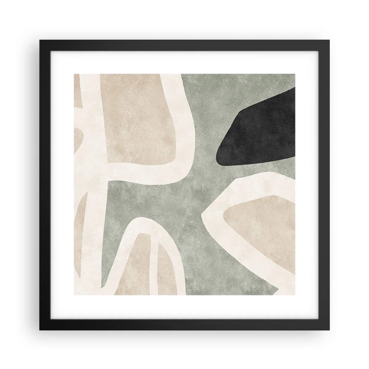 Poster in cornice nera - Composizione con motivi in nero - 40x40 cm