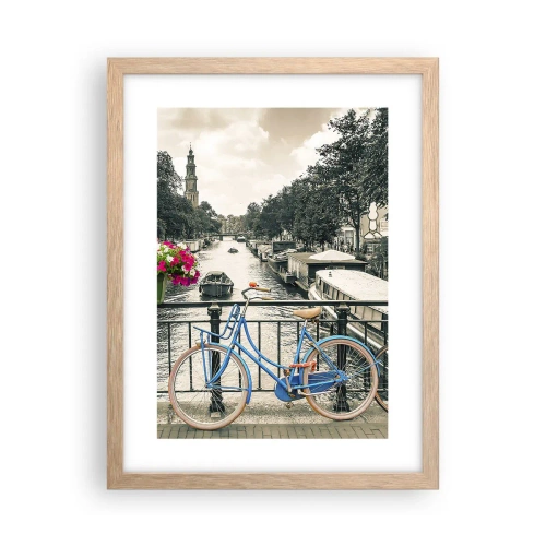 Poster in cornice rovere chiaro - I colori delle strade di Amsterdam - 30x40 cm