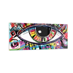 Quadro su vetro - Occhio colorato - anima colorata - 100x40 cm
