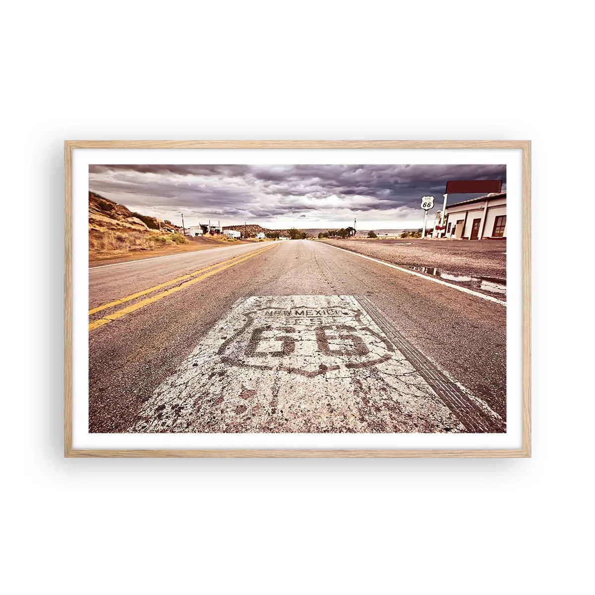 Poster in cornice rovere chiaro - La Route 66: una leggenda americana - 91x61 cm