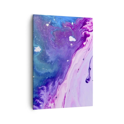 Quadro su tela - Stampe su Tela - Astrazione nei colori viola e turchese ispirata ai contrasti - 50x70cm - Yin e yang - Decorazione murale moderna per soggiorno e camera da letto ARTTOR