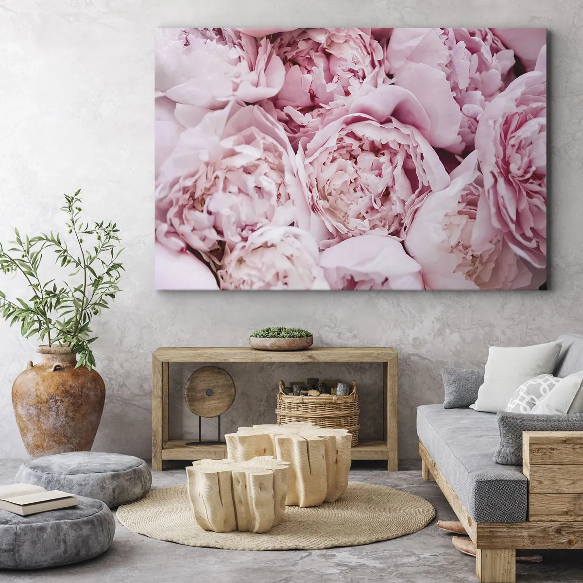 Quadro su tela - Stampe su Tela - Un primo piano di un bouquet di peonie rosa - 120x80cm - Morbide e profumate - Decorazione murale moderna per soggiorno e camera da letto ARTTOR