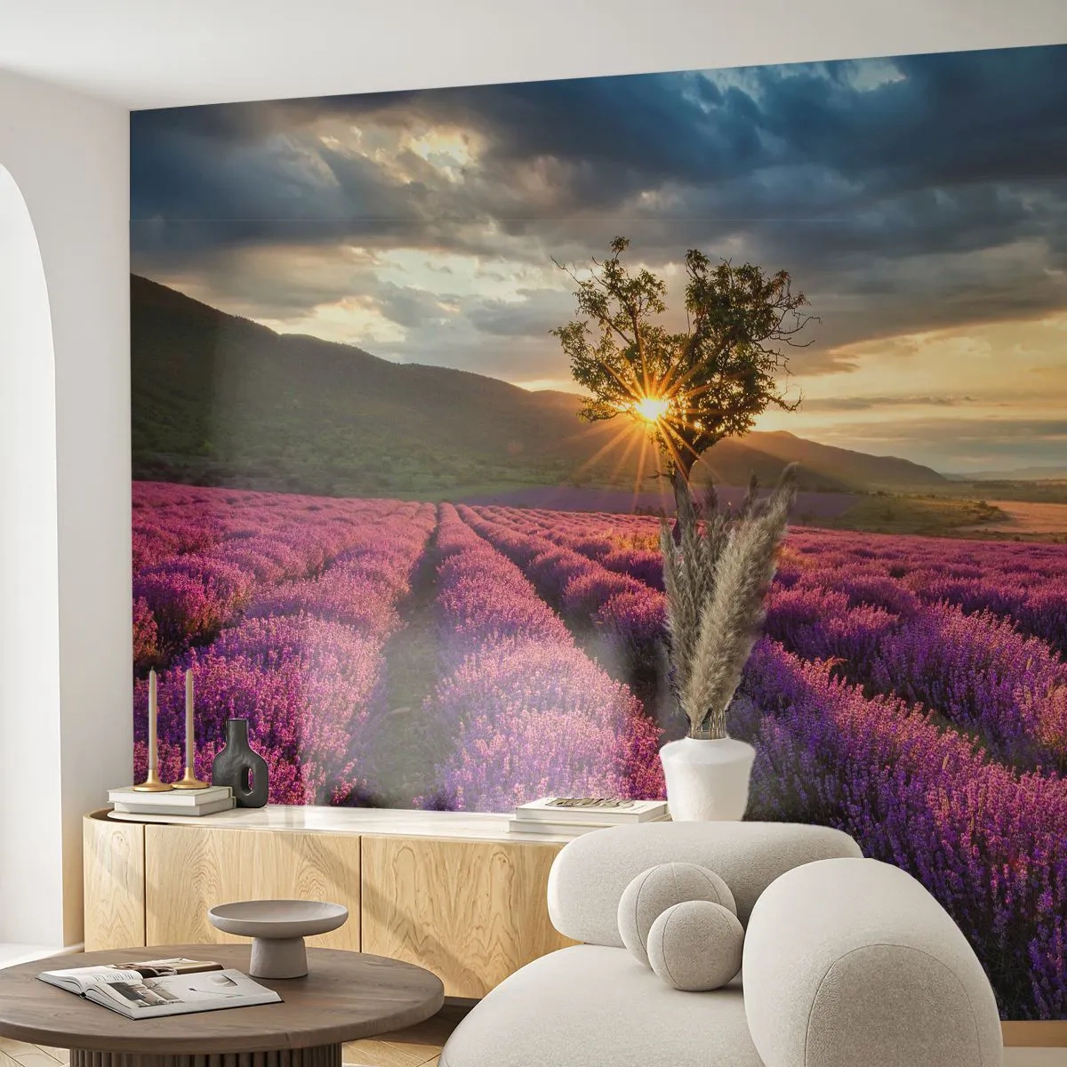 Fotomurali Autoadesivo Deluxe Sticker - Aroma di colore lilla - Paesaggio, Lavanda, Provenza - 200x140 cm