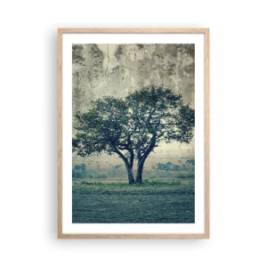 Poster in cornice rovere chiaro - Un melo su un prato blu? - 50x70 cm