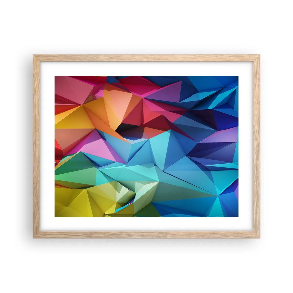 Poster in cornice rovere chiaro - Origami arcobaleno - 50x40 cm