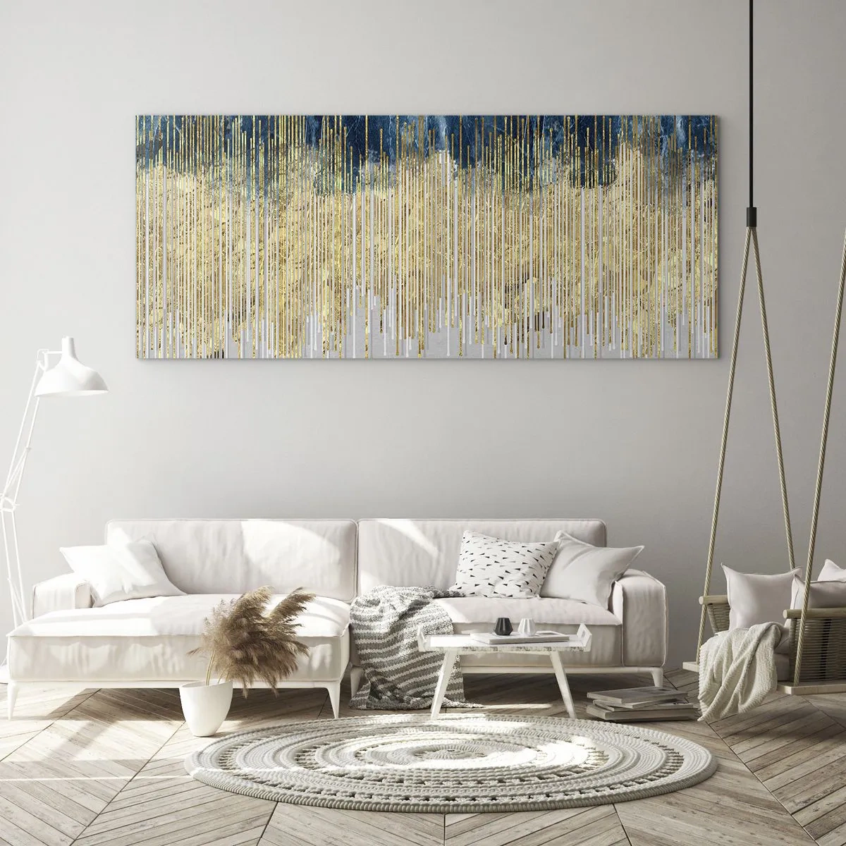 Quadro su vetro - Confine dorato - 100x40 cm