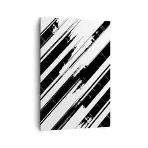 Quadro su tela - Stampe su Tela - Linee in bianco e nero e motivi geometrici in stile moderno - 70x100cm - Composizione intensa e dinamica - Decorazione murale moderna per soggiorno e camera da letto ARTTOR