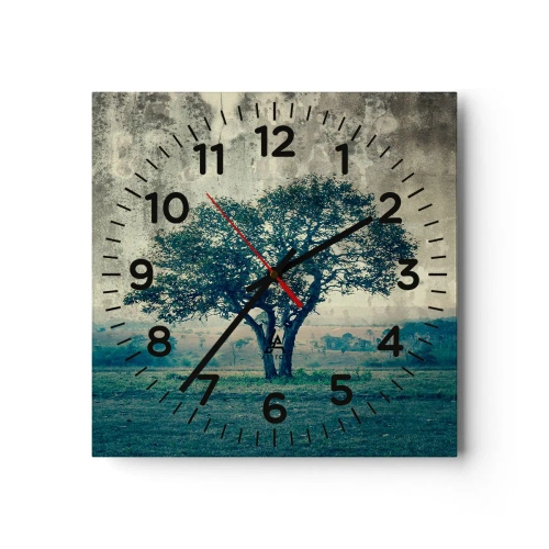 Orologio da parete - Orologio in Vetro - Un melo su un prato blu? - 40x40 cm