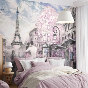 Fotomurali Autoadesivo Deluxe Sticker - Se innamorarsi, allora solo a... - Città, Torre Eiffel, Parigi - 500x350 cm