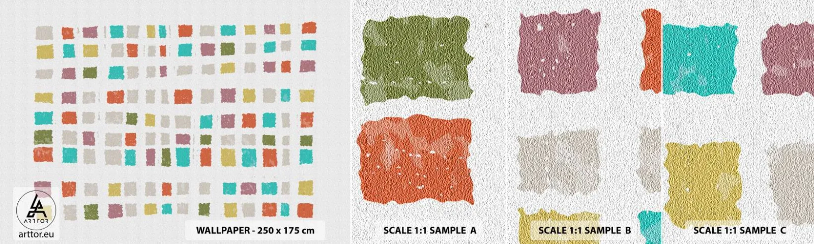 Campione di Fotomurale Adesivo Deluxe Sticker - Un gioco sconosciuto - Pastello, Piazze, Minimalismo - 100x30 cm