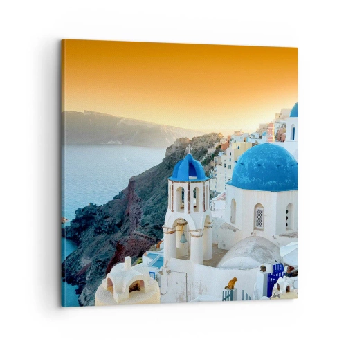 Quadro su tela - Stampe su Tela - Santorini: aggrappate alle rocce - 60x60 cm