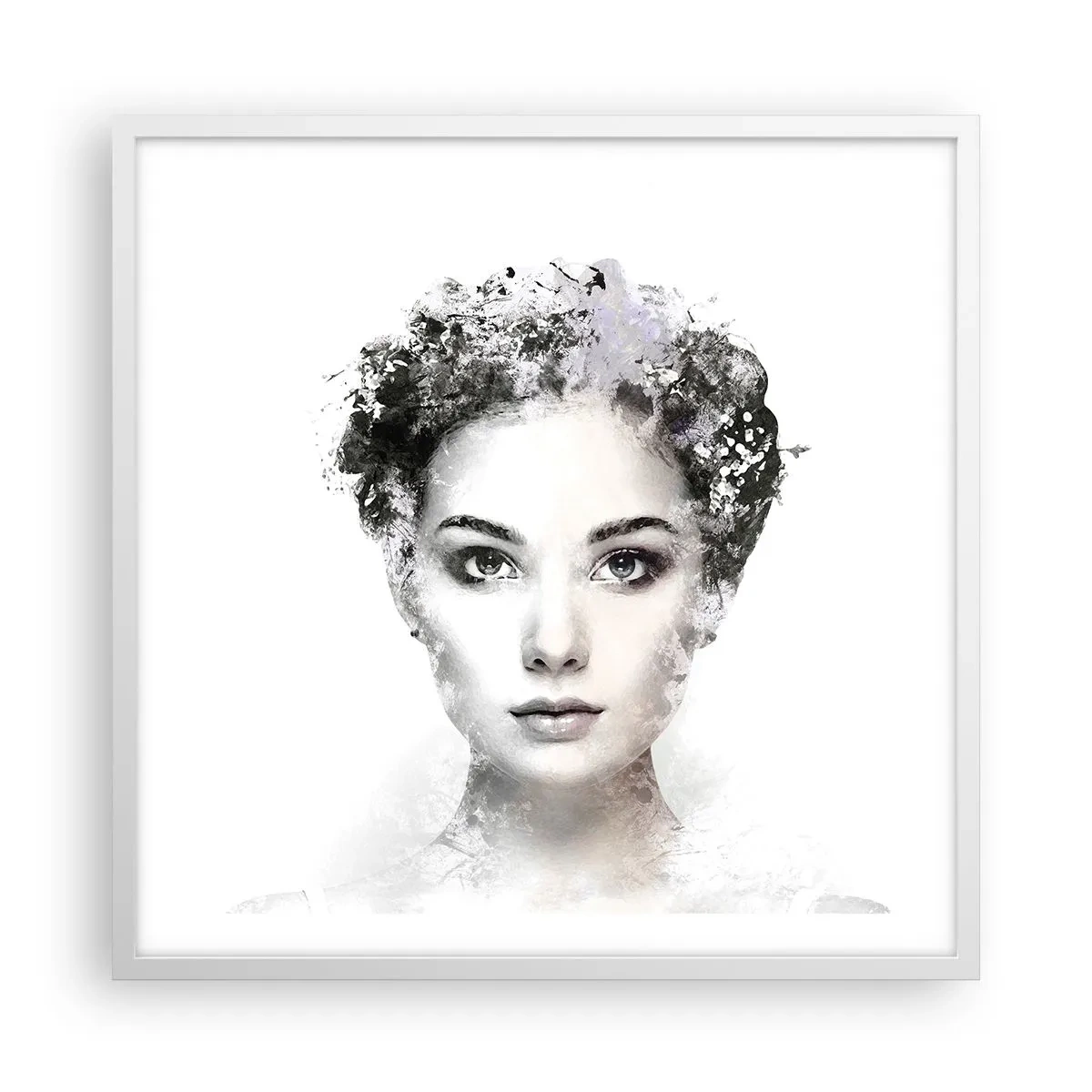 Poster in cornice bianca - Ritratto estremamente alla moda - 60x60 cm