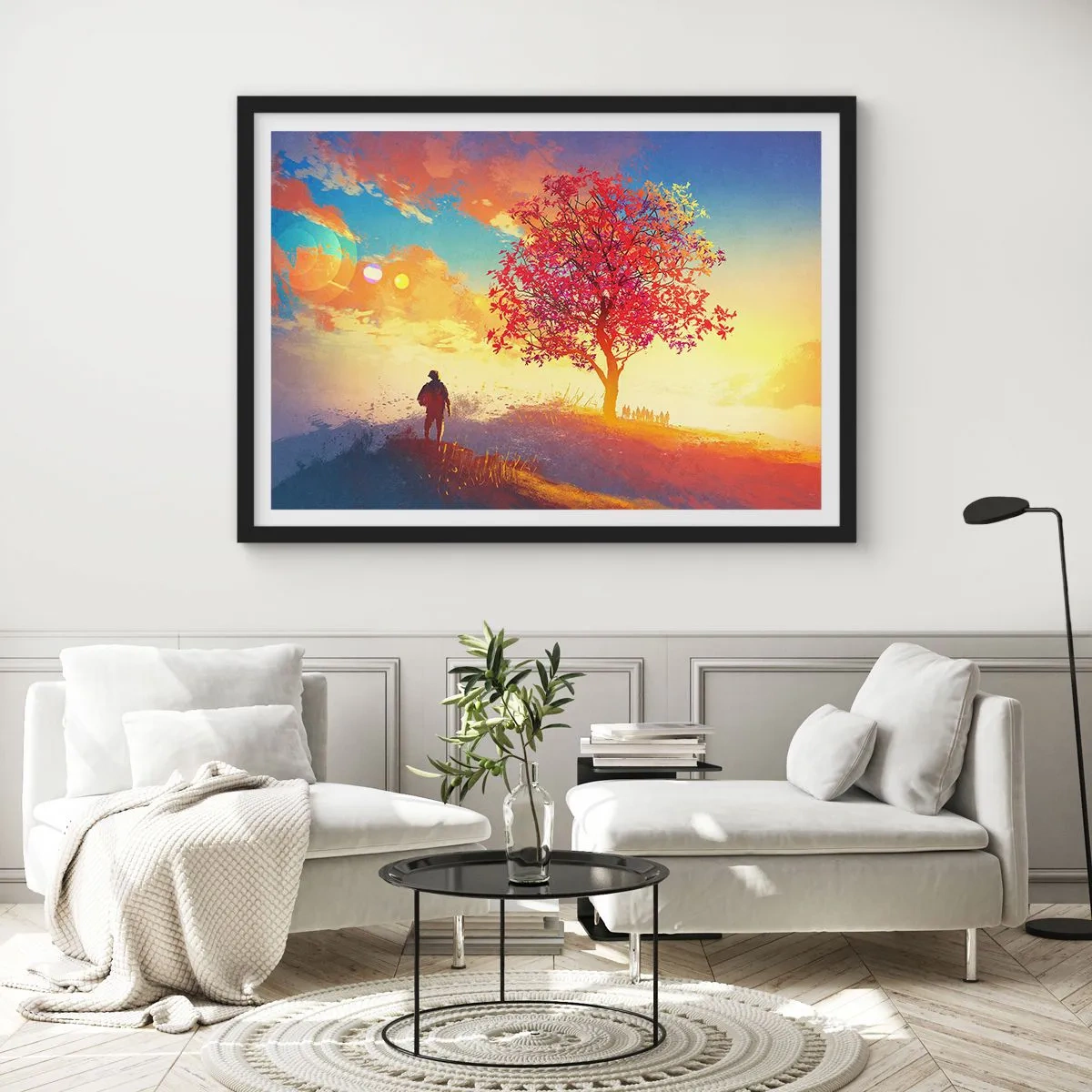 Poster in cornice nera - Pellegrino alla meta - 91x61 cm