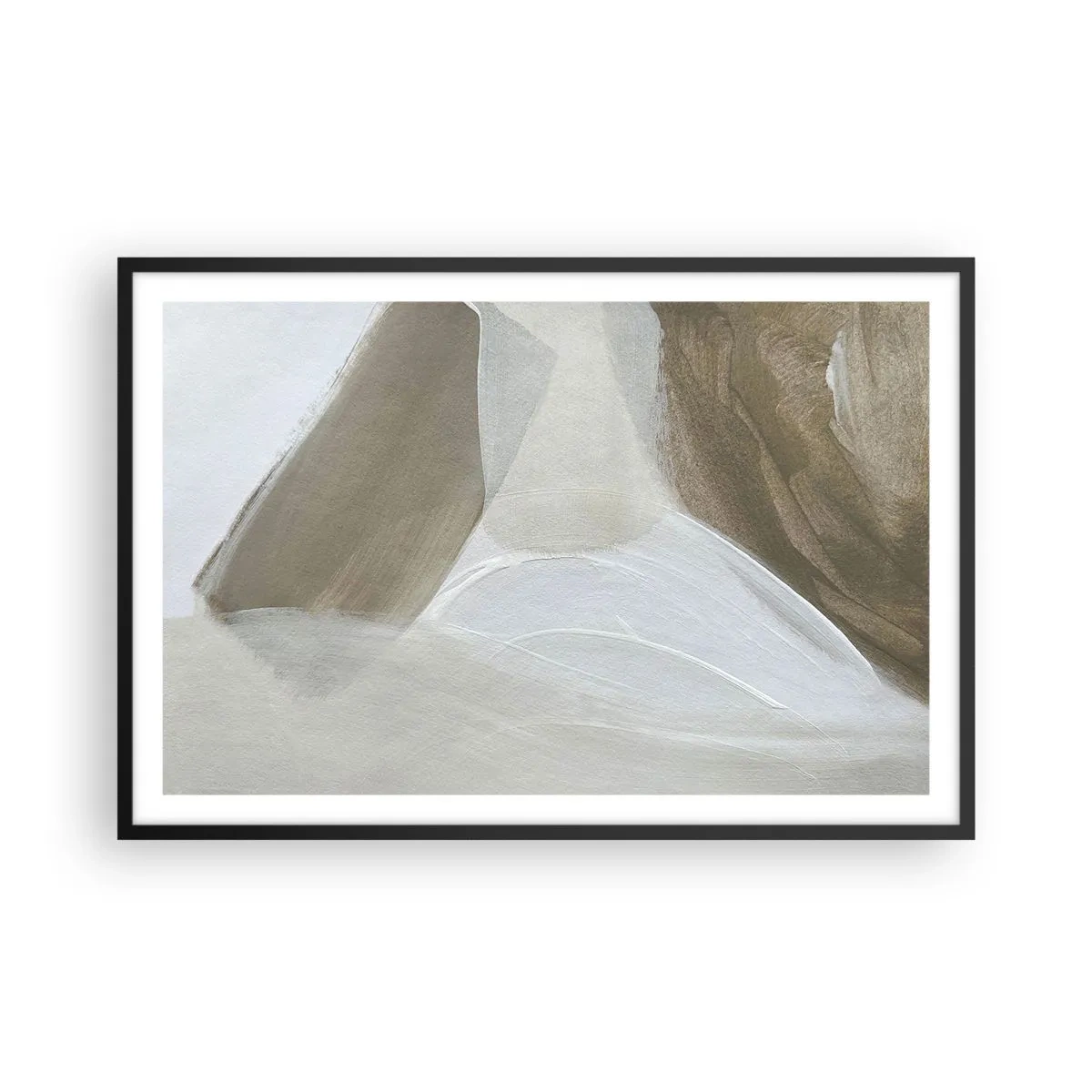 Poster in cornice nera - Onda di bianco - 91x61 cm