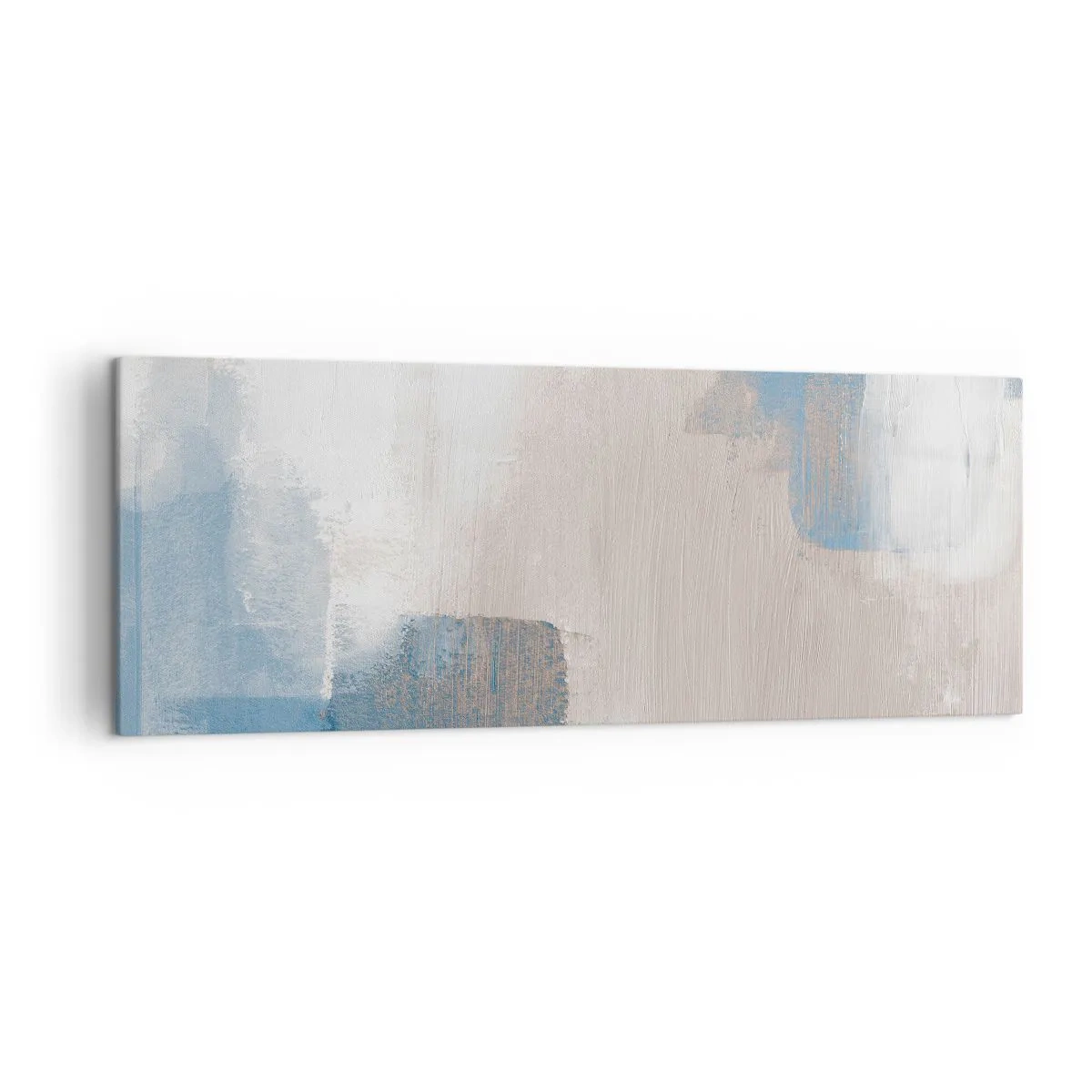 Quadro su tela - Stampe su Tela - Forme astratte nei toni del blu e del beige - 140x50cm - Astrazione rosa coperta dal blu - Decorazione murale moderna per soggiorno e camera da letto ARTTOR
