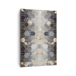 Quadro su tela - Stampe su Tela - Motivo geometrico in tonalità dorate - 70x100cm - Composizione di diamante - Decorazione murale moderna per soggiorno e camera da letto ARTTOR